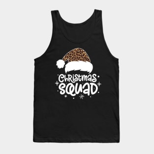 Christmas Squad Leopard Print Santa Hat Family Matching Pajama Tank Top